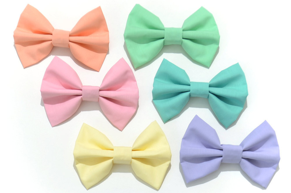 pack of 6 pastel coloured hair bows
